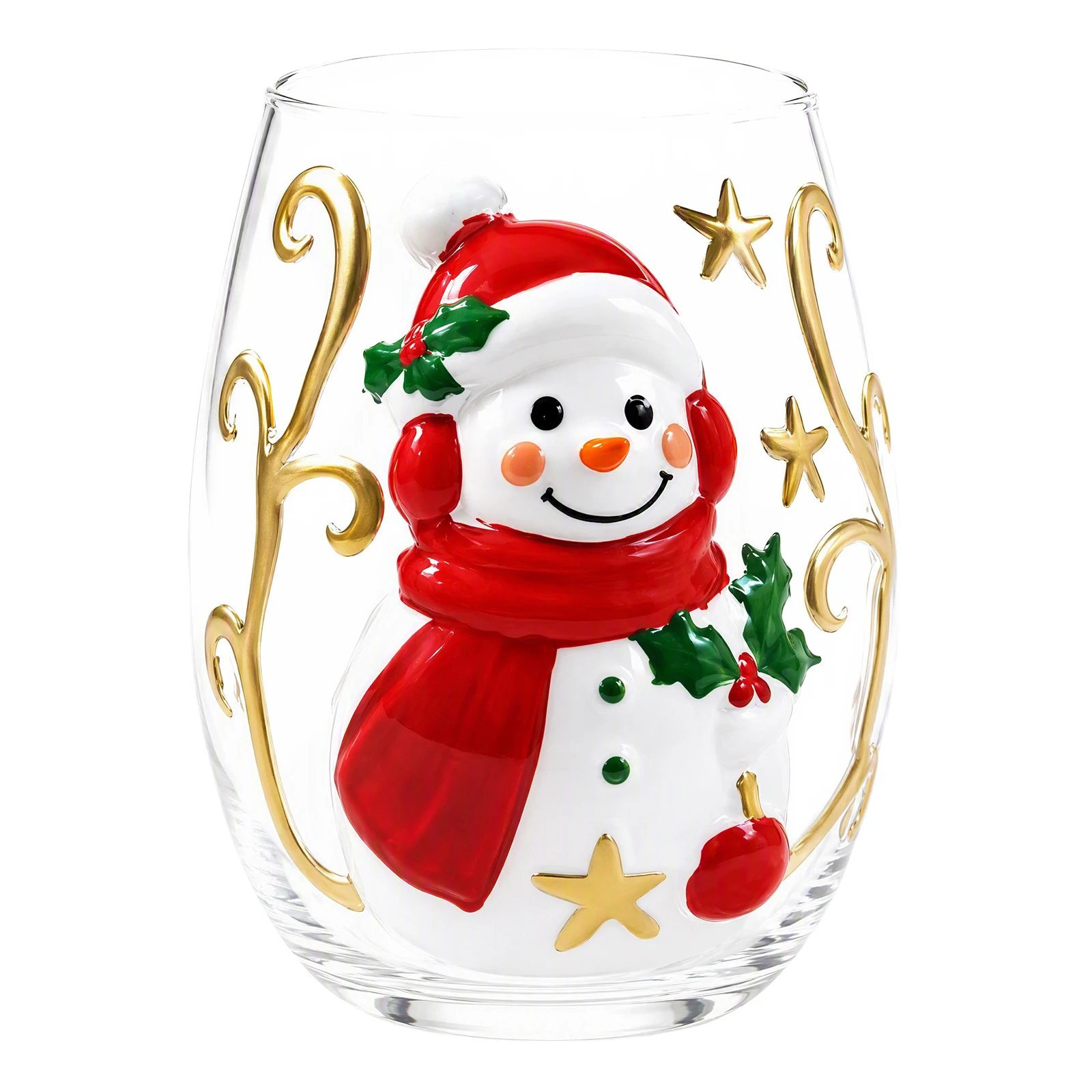 Christmas Embossed Glass Cup 3D Santa Claus Reindeer for SNOWMAN Tree Holiday Drinkware Festive Winter Gift - Image 6
