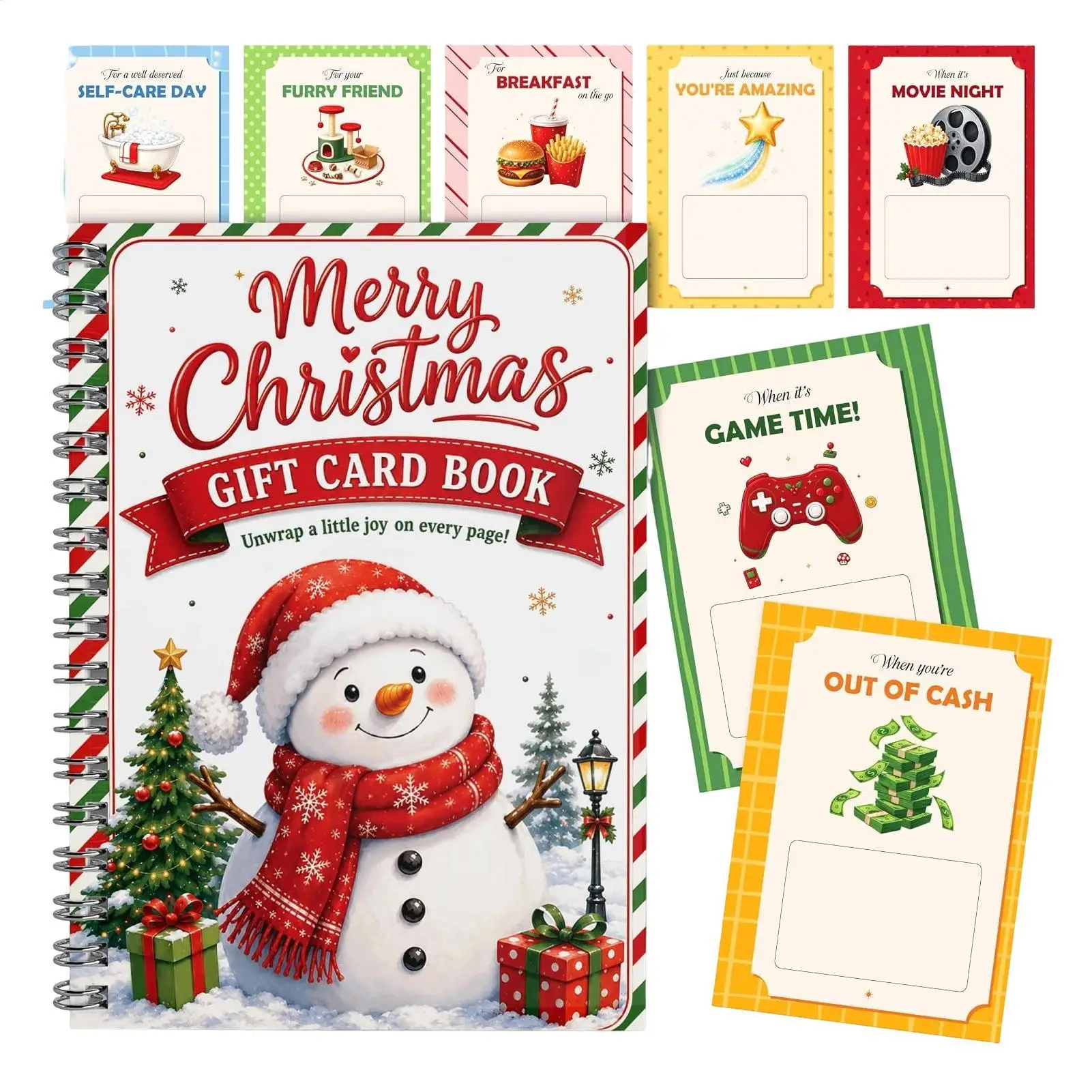 Christmas Gift Card Book Seven Page Holiday Gift Card Holder Organizer for Teens Adults Kids Christmas Gift