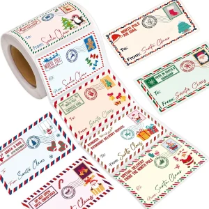 Christmas Gift Tags Stickers 200 Pcs From Santa Name Tags for Christmas Presents Gifts Self Adhesive Labels