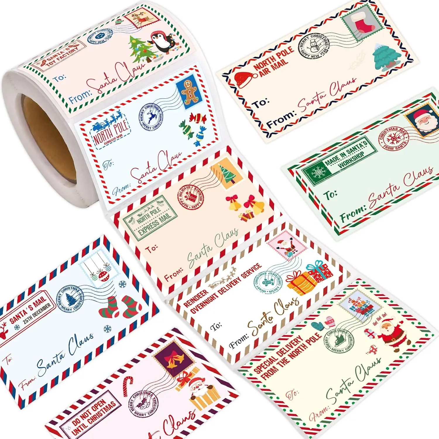 Christmas Gift Tags Stickers 200 Pcs From Santa Name Tags for Christmas Presents Gifts Self Adhesive Labels