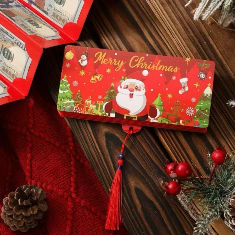 Christmas Santa Claus Folding Banknote Card Merry Christmas Decor with 10 Card Slot Christmas Surprise Party Envelope Money Box - Image 2