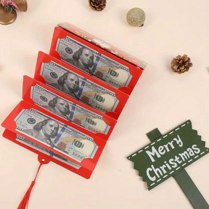 Christmas Santa Claus Folding Banknote Card Merry Christmas Decor with 10 Card Slot Christmas Surprise Party Envelope Money Box - Image 4