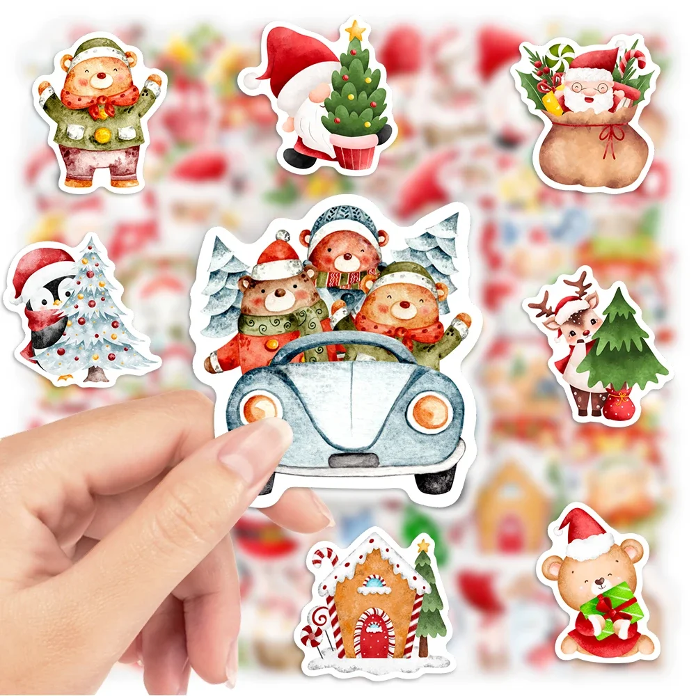Christmas Santa Claus Stickers Kawaii Animals Holiday DIY Gift Toys Waterproof Decal for Laptop Phone Luggage Bottles Decorative - Image 2