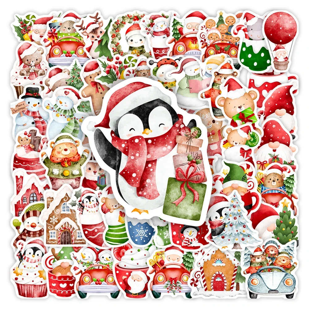 Christmas Santa Claus Stickers Kawaii Animals Holiday DIY Gift Toys Waterproof Decal for Laptop Phone Luggage Bottles Decorative