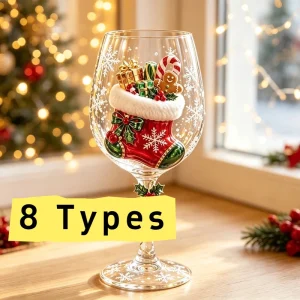 Christmas Snowflake High Footed Glass Cup Art Glassware Christmas Series Red Wine Glass Cup Home Decoration Gift Bar Accessories