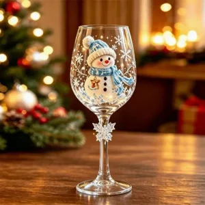 Christmas Snowflake Stemmed Goblet Luxury Art Glassware Winter Holiday Wine Cup Xmas Table Decoration Gift Drinking Glasses