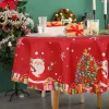 Christmas Tablecloth Merry Christmas Decoration for Home 2024 Round Christmas Party Table Cloth Navidad Notal Noel Xmas Ornament