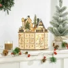 Christmas Wooden Advent Calendar with LED Light & Music Countdown Calendar with 24 Storage Drawers for Xmas Party Decorations