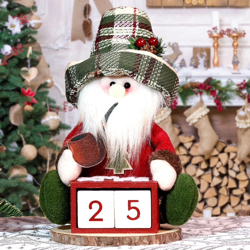 Christmas calendar Santa figurine decorative item wooden creative home decoration snowman holiday tabletop ornament hotel - Image 2