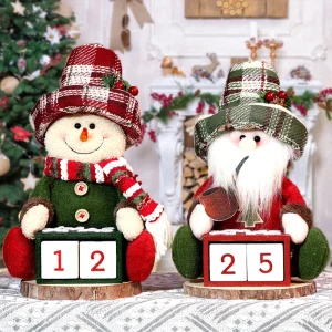 Christmas calendar Santa figurine decorative item wooden creative home decoration snowman holiday tabletop ornament hotel