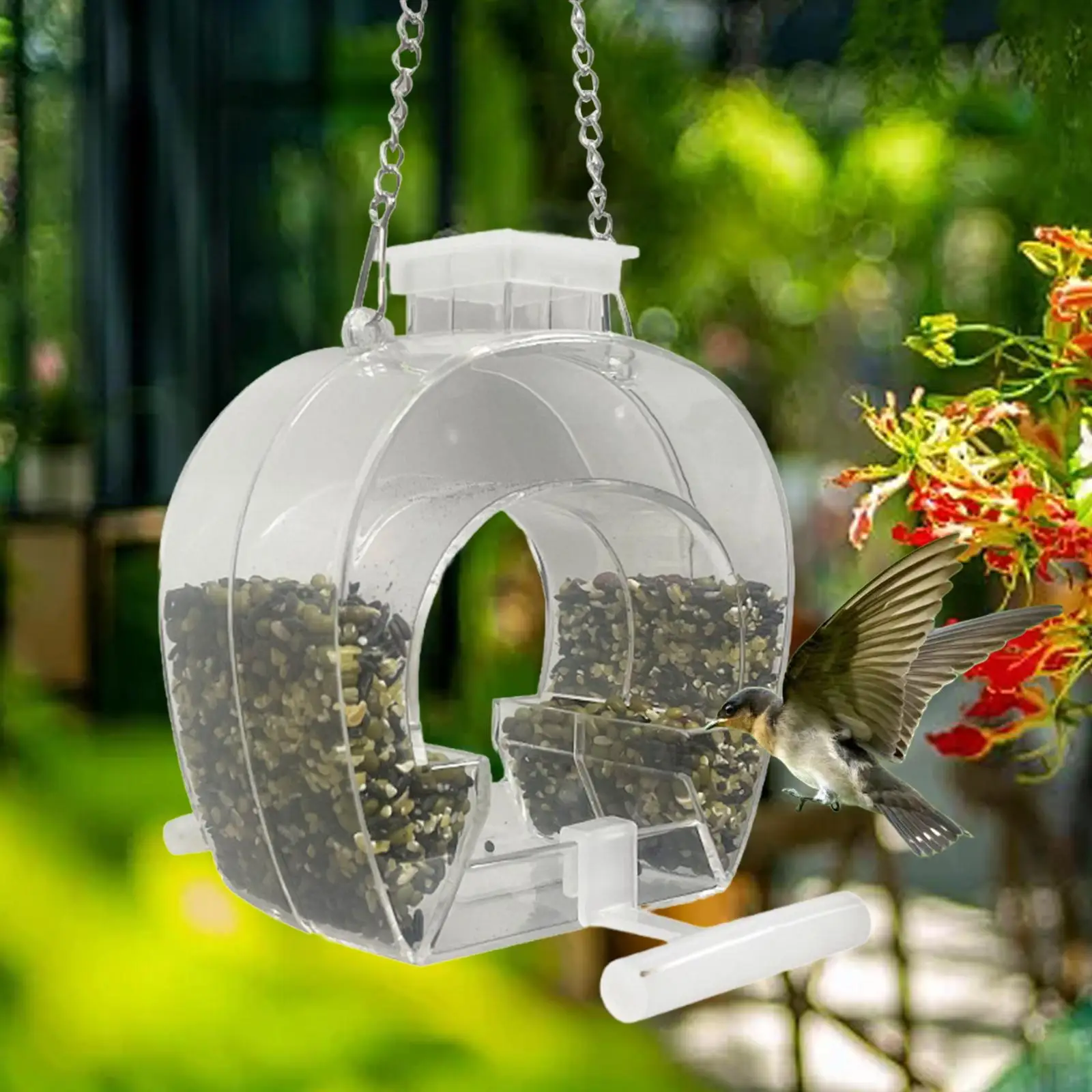 Clear Acrylic Window Feeders Wild Bird Feeders for Outdoor Hanging for Garden Yard with Hangable Chain