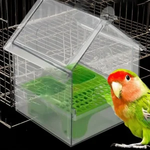 Clear Bird Feeder Parakeet Water Feeder Transparent Bath Tub Water Food Dish for Finch Hummingbird Patio Balcony Fence Garden