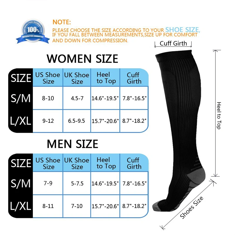 Compression Stockings Men Women Stocking Edema, Diabetes, Varicose Veins, Sport Socks Outdoor Pressure Running Compress Socks - Image 2