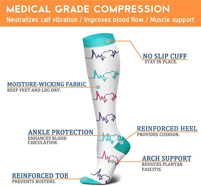 Compression Stockings Men Women Stocking Edema, Diabetes, Varicose Veins, Sport Socks Outdoor Pressure Running Compress Socks - Image 4