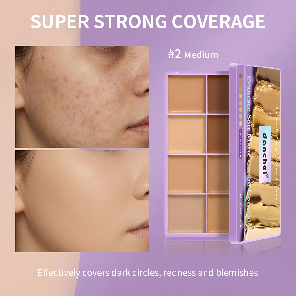 Concealer Palette Waterproof Long-lasting Foundation Matte Moisturizing Lightweight Breathable Look Multi-shade Concealer Disk - Image 4