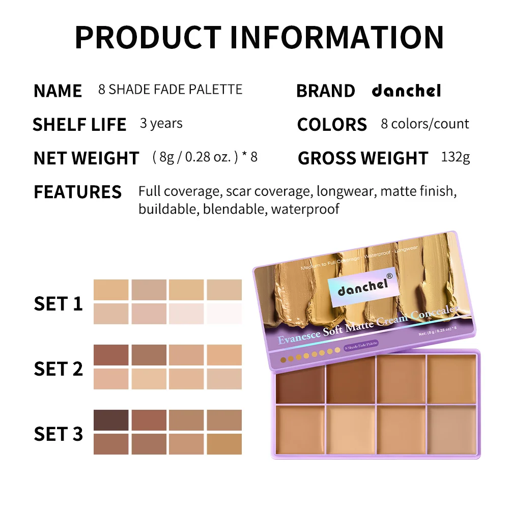 Concealer Palette Waterproof Long-lasting Foundation Matte Moisturizing Lightweight Breathable Look Multi-shade Concealer Disk - Image 6