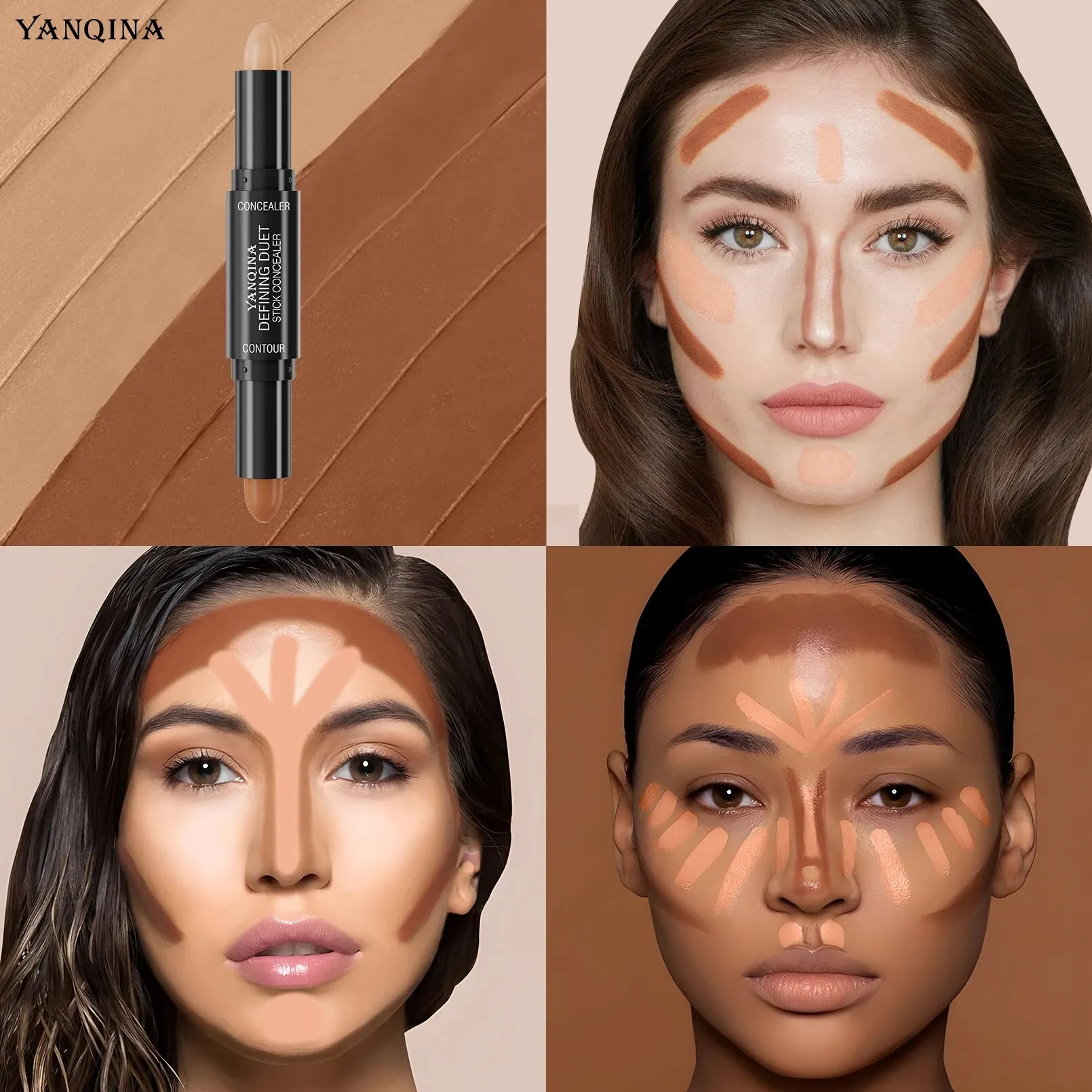Contour Stick Duo, Double-Ended Highlight and Shadow Cream, Waterproof Full Coverage Concealer, Natural Finish Makeup for All Sk - Image 5