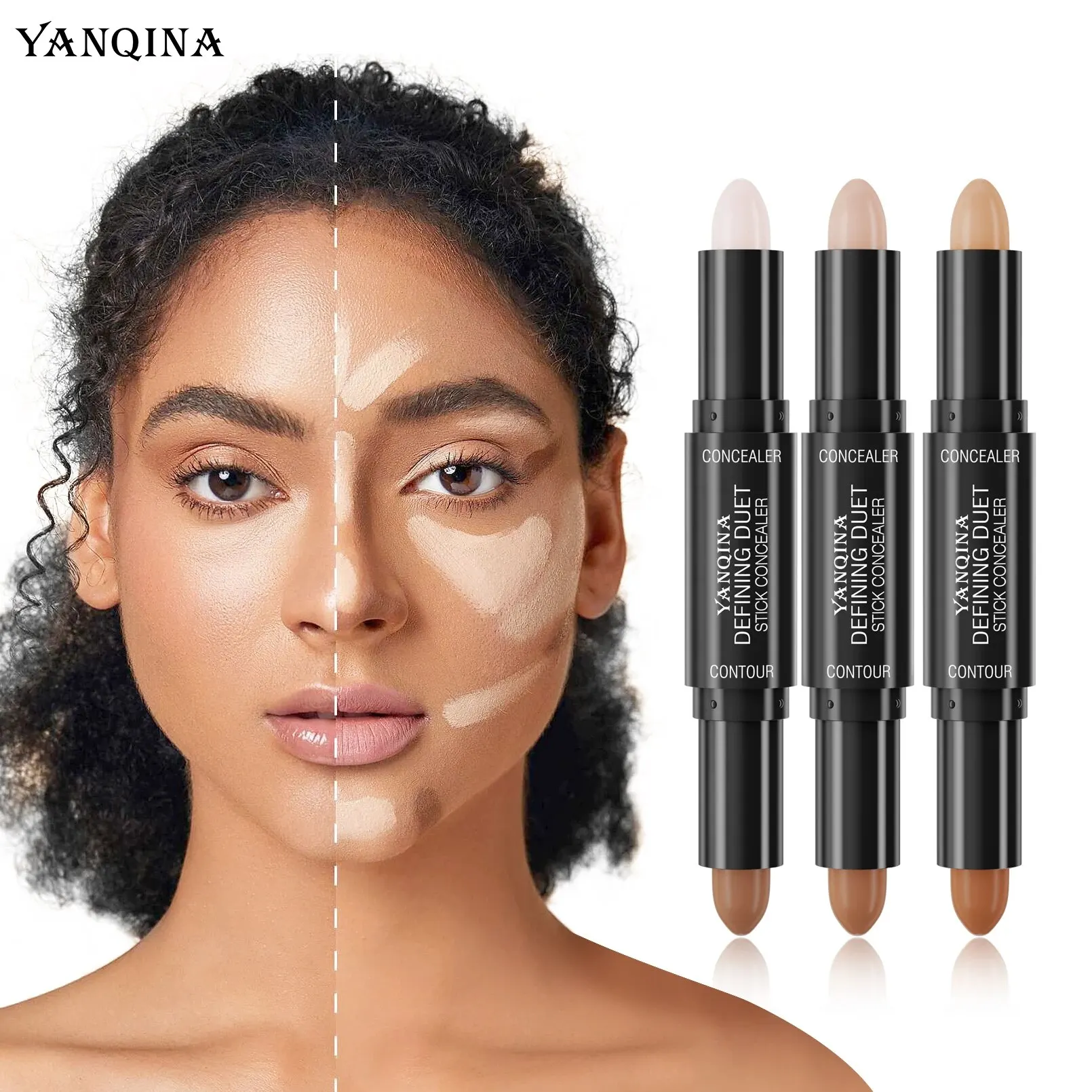 Contour Stick Duo, Double-Ended Highlight and Shadow Cream, Waterproof Full Coverage Concealer, Natural Finish Makeup for All Sk - Image 4