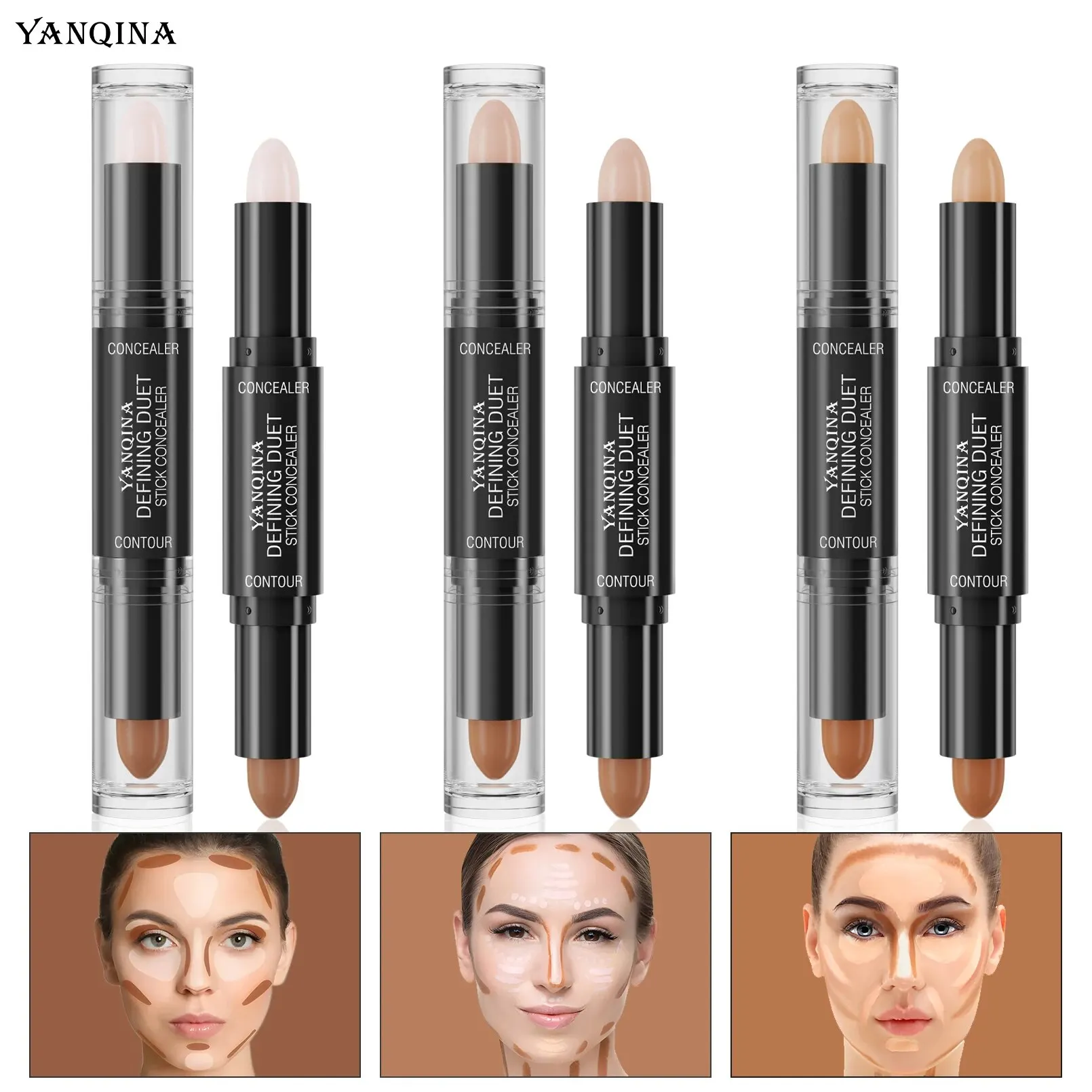 Contour Stick Duo, Double-Ended Highlight and Shadow Cream, Waterproof Full Coverage Concealer, Natural Finish Makeup for All Sk - Image 6