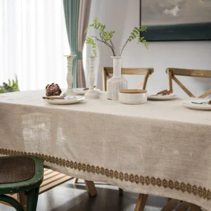 Cotton Linen Jute Lace Tablecloth for Wedding Home Party Dining Banquet Decoration Flax Fabric Table Cloth Luxurious Table Cover