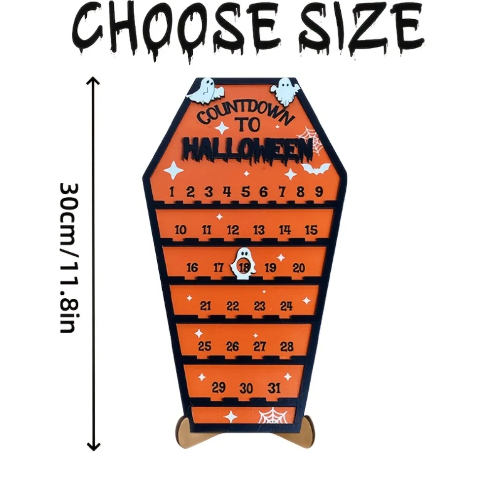 Countdown to Halloween Advent Calendar 2026 Halloween Wooden Countdown Calendar Decoration Table Wall Ornament Party Favors Gift - Image 2
