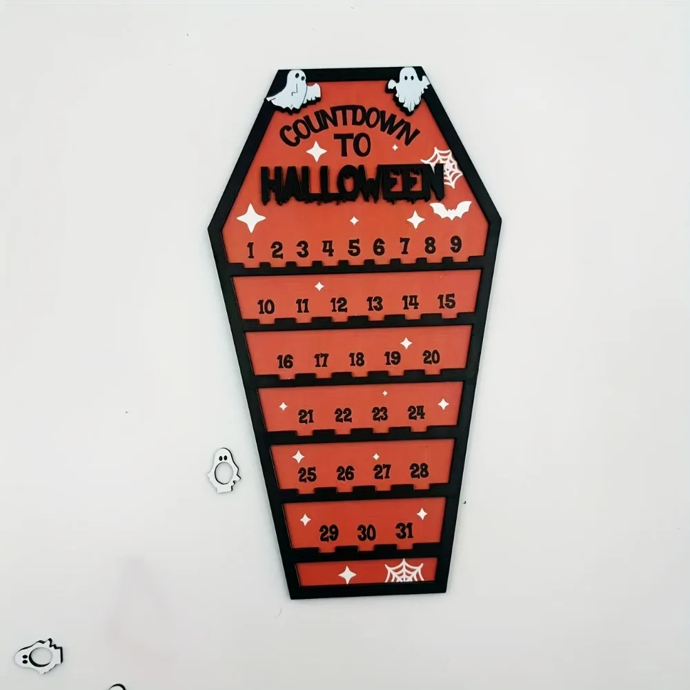 Countdown to Halloween Advent Calendar 2026 Halloween Wooden Countdown Calendar Decoration Table Wall Ornament Party Favors Gift - Image 5