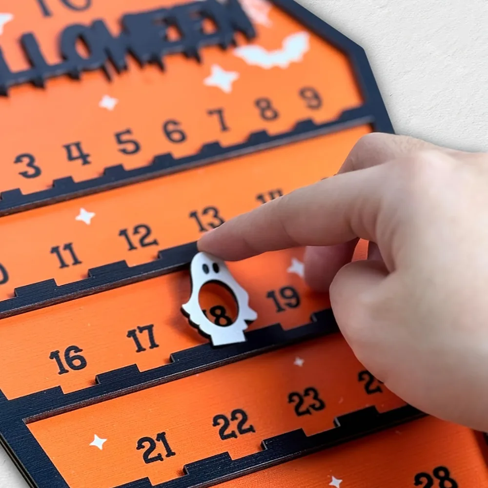 Countdown to Halloween Advent Calendar 2026 Halloween Wooden Countdown Calendar Decoration Table Wall Ornament Party Favors Gift - Image 6