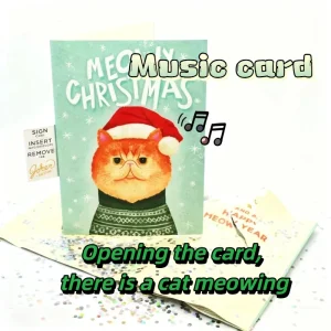 Creative Cat Meowing Christmas Card Endless Meowy Music Card Cute Cat Christmas Card New Year Postcards Children's Gifts 2026