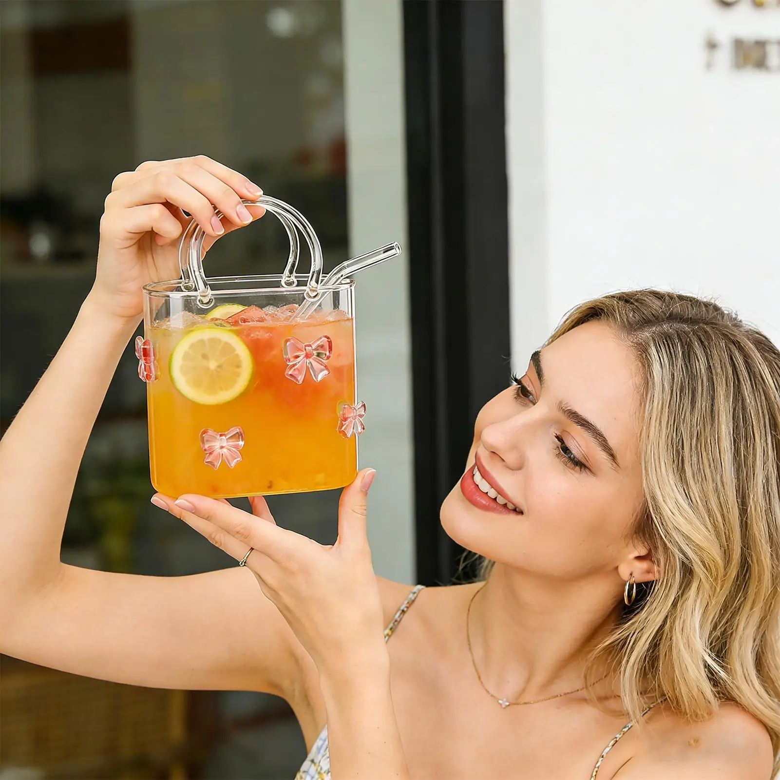 Creative Cocktail Glass Coffee Cup Handbag Glass Cup Funny Fruit Wine Glass Cups Bag Glass Drinking Cup Family Special Drink - Image 4