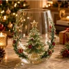 Creative High Borosilicate Glass Painted Christmas Art Cup, Santa Claus Snowman Wine Cup, Holiday Gift, Home Kitchen Coffee Mugs