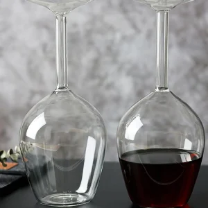 Creative Upside Down Wine Glass 400ML Long Stem Red Wine Cup with Fun Inverted Design Unique Christmas Gift for Wine Lovers