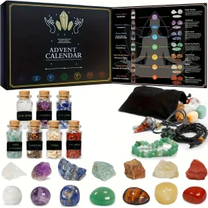 Crystal Advent Calendar 2026 Healing Crystal Natural Gemstone 24 Days Christmas Countdown Calendar for Adult - Natural Crystals