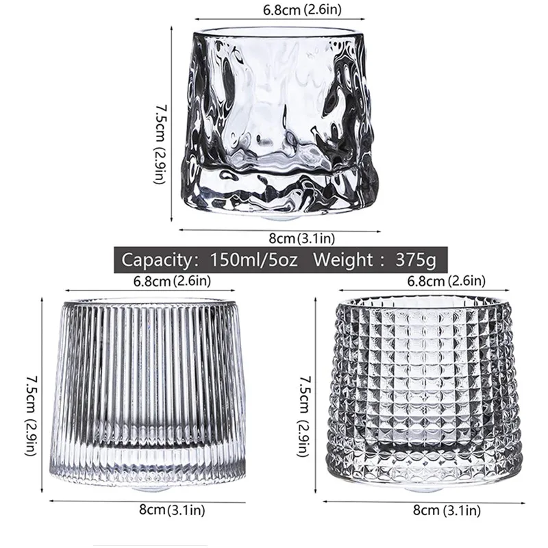 Crystal Whiskey Glasses Tumbler Rotatable Old Fashioned Glass Cup Juice Drink Coffee Wine Cup for Bar Home Christmas Gifts - Image 6