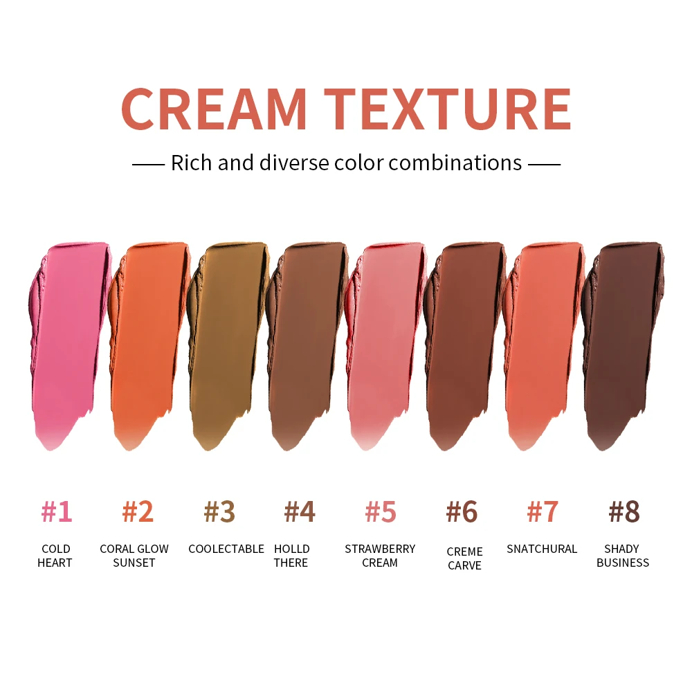 Curve Case Cream Eyebrow Cream Blush Highlighter Palette Matte Shimmer Finishes Shadow Tones Long-Lasting Cosmetics - Image 4