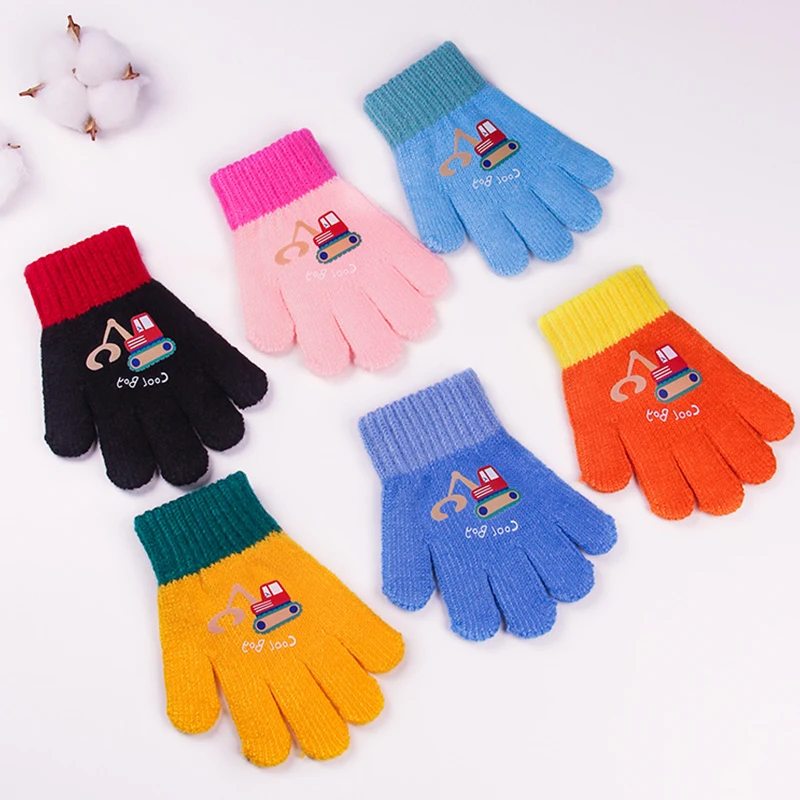 Cute Cartoon Kids Knitted Gloves Anti-Cold Children Cycling Glove 2-4Year Boy Girl Hand Winter Warmer Baby Full Finger Mittenss - Image 3