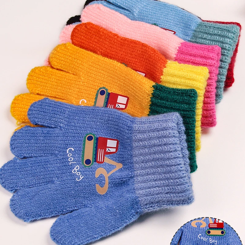 Cute Cartoon Kids Knitted Gloves Anti-Cold Children Cycling Glove 2-4Year Boy Girl Hand Winter Warmer Baby Full Finger Mittenss - Image 4
