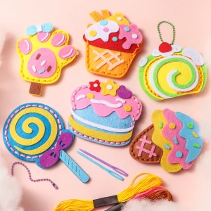 Cute Dessert Cake DIY Sewing Kit - 6-Piece Wallet Charm Craft Set | Creative Handmade Gift for Girls, Best Friends Birthday Fun