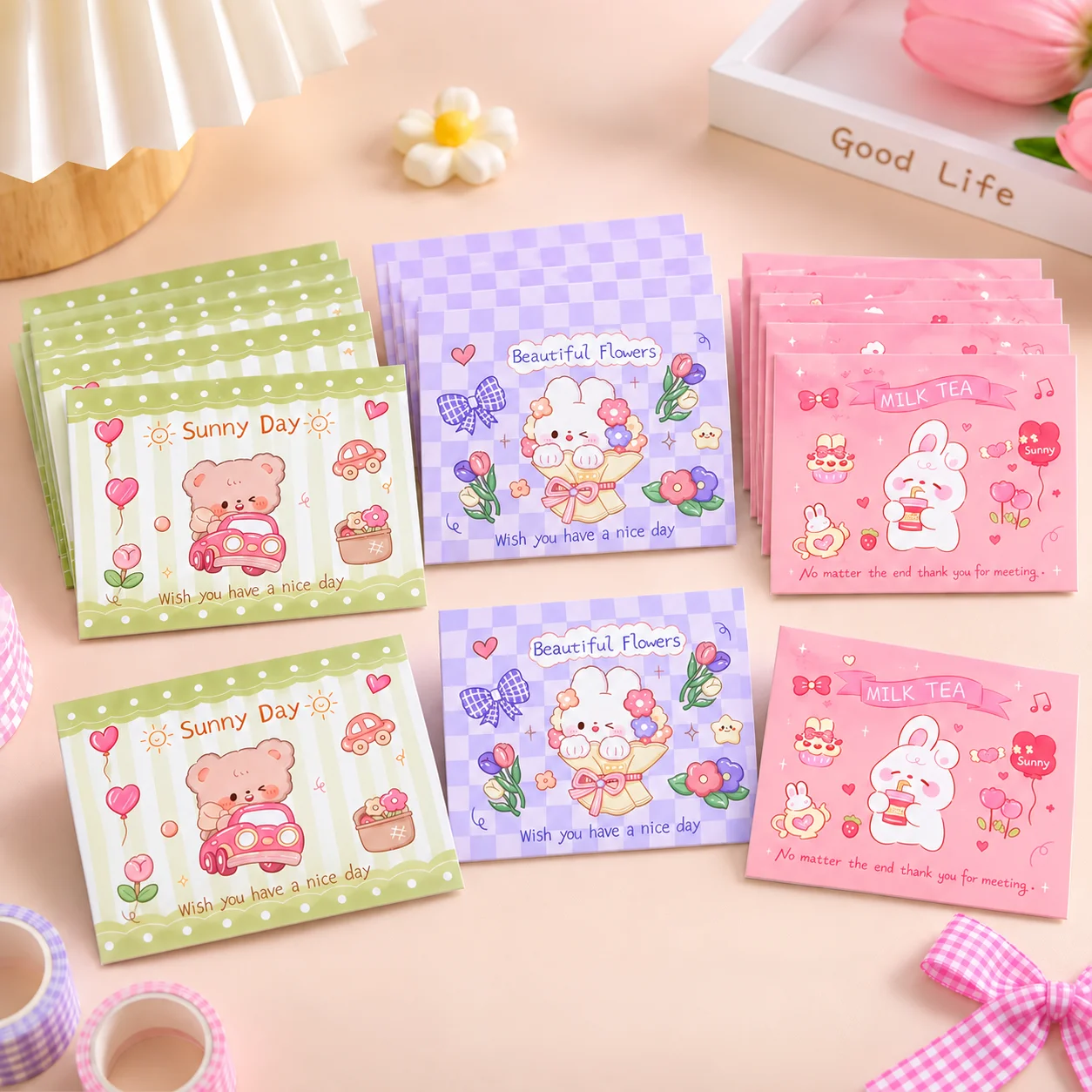 Cute Greeting Cards Foldable Message Card Birthday Thank You Christmas Holiday Gift Card for Friends Kids Students