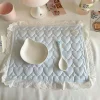 Cute Lace-edged Heart Patchwork Cotton Waterproof Placemat Ins Style Korean Japanese Style Heatproof Tablecloth Photo Decoration