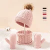 Cute Warm Winter Boys Girls Children Hat Scarf Gloves Set for 0-3 Years