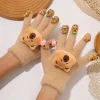 Cute Winter Girls' Gloves with Adorable Capybara Decoration, Comfortable and Warm for Autumn and Winter, Fingertip Design