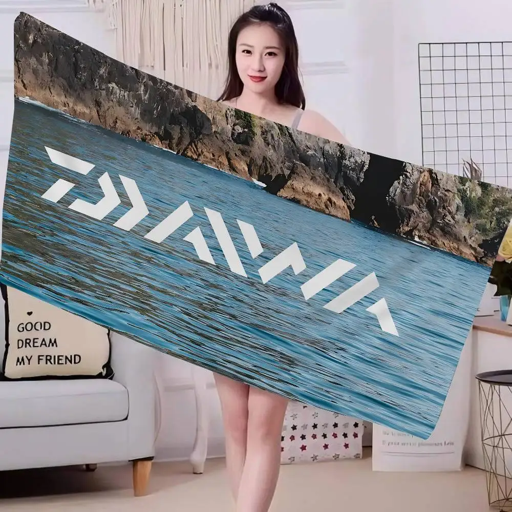D-DaiwaS Fishing Logo Bath Towel Microfiber Soft Water Absorbing Breathable For Girl Kids Decorative Cartoon Beach Towel - Image 3