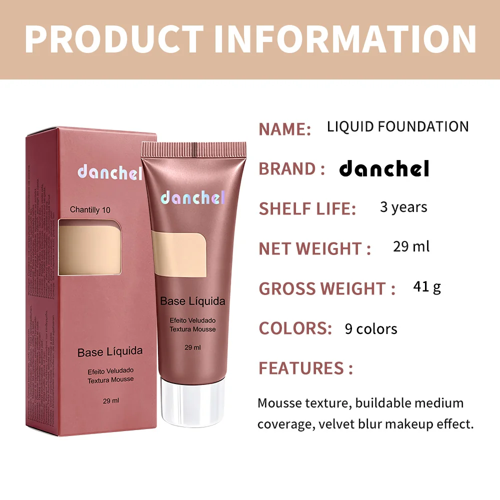 DANCHEL Mousse Velvet Foundation Stable Long Wear No Patchy For Daily Commute Light Mousse Texture Suitable For Most Skin Types - Image 5