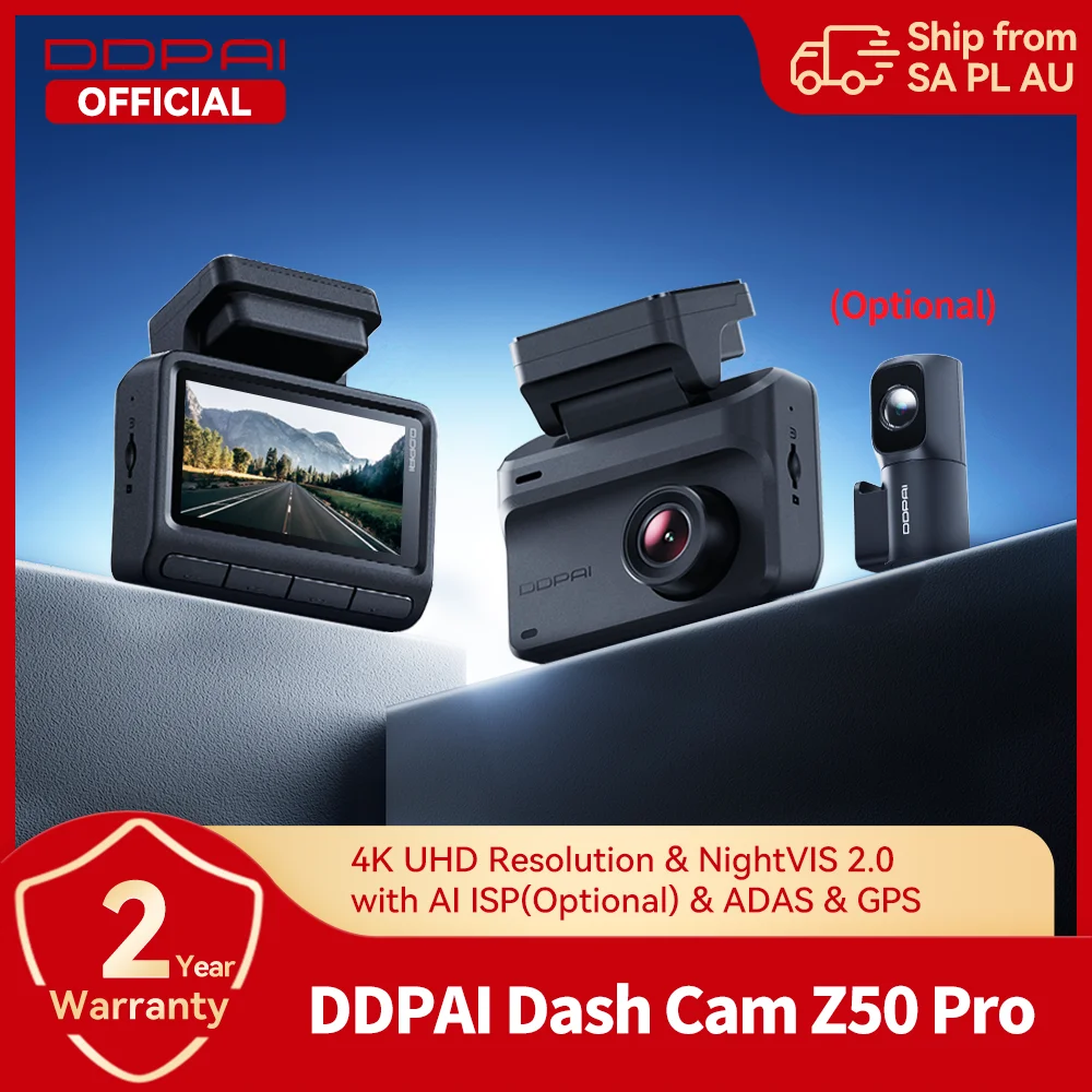 DDPAI Dash Cam Z50 Pro 4K HDR + 1080P Car DVR Night Vision Wi-Fi 6 GPS ADAS 24h Parking Monitor Front and Rear Camera Dashcam
