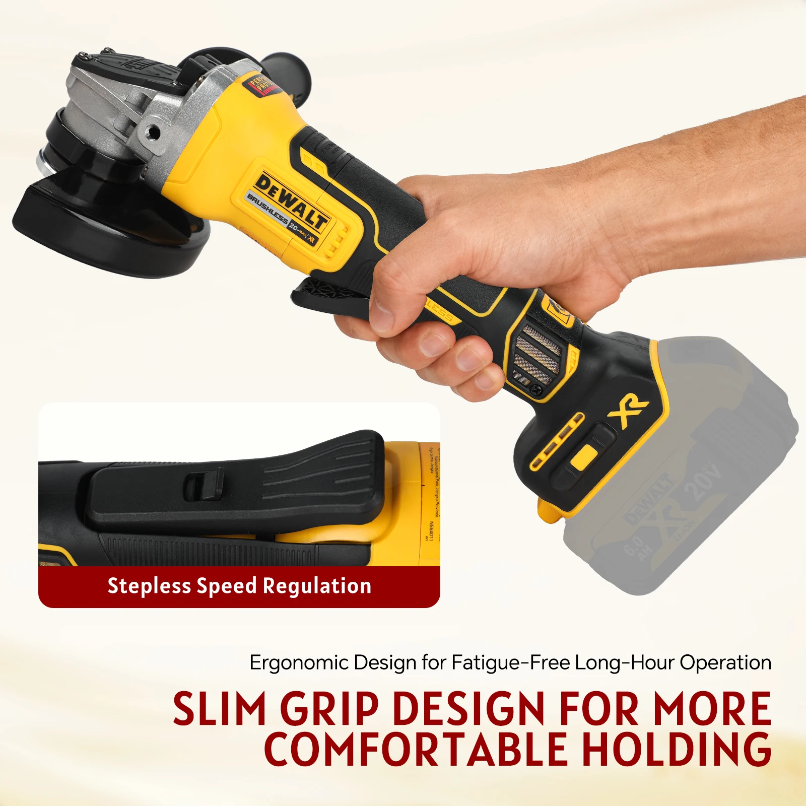DEWALT DCG405 125mm Flat Head Angle Grinder 18V Brushless Bare Tool for Metal Cutting Wood Grinding - Image 4