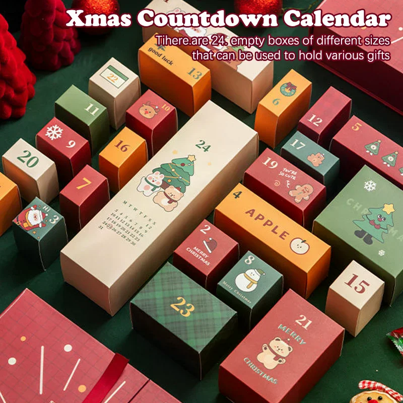 DIY Advent Calendar Christmas Countdown Calendars With 24 Cardboard Treasure Boxes Xmas Empty Countdown Calendar - Image 5