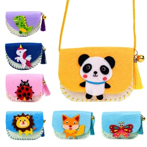 DIY Shoulder Bag Non-woven Fabric Sewing Kits for Kids Handmade Needle Thread Splicing Crossbody Purse Girls Birthday Gifts