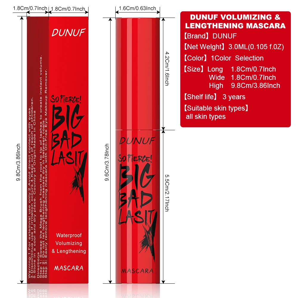 DUNUF Long-Lasting Mascara 1 Pcs Waterproof Sweat-Proof Non-Smudging Thin Thick Curling Beginner Friendly Makeup Product - Image 6