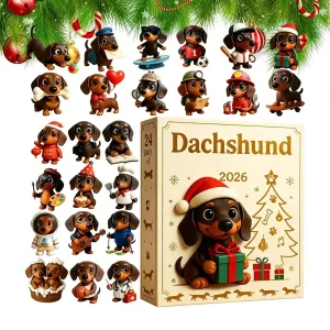 Dachshund Christmas Advent Calendar 2026 2D Acrylic Dog Pendants 24 Days Countdown Calendar Collectible Cute Animal Ornaments
