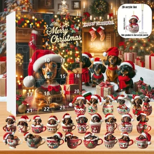 Dachshunds 24 Days Christmas Countdown Calendar With Funny Dachshunds Figure Christmas Ornaments Christmas Countdown Calendar